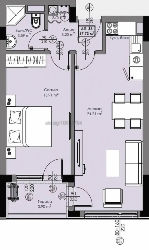 Zweizimmerwohnung 68 m² in Atlas 2, Burgas