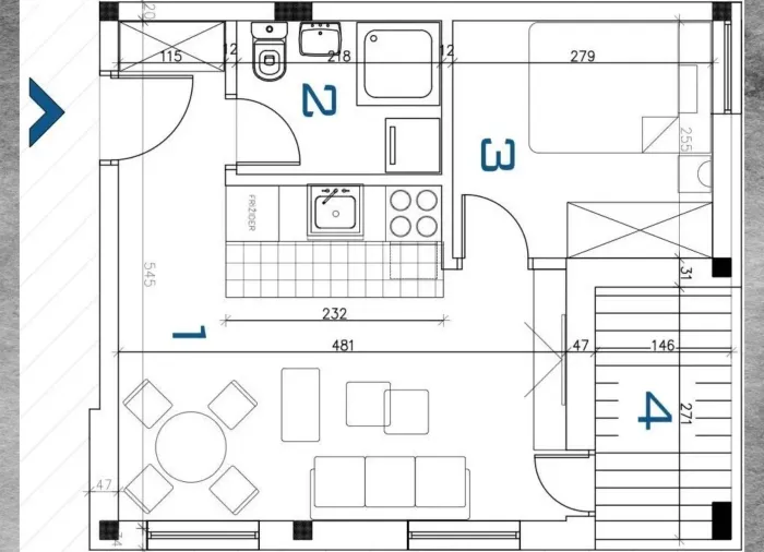 2-кімнатний апартамент 32 м2 №3 в BM Residence | Бечмен, Белград