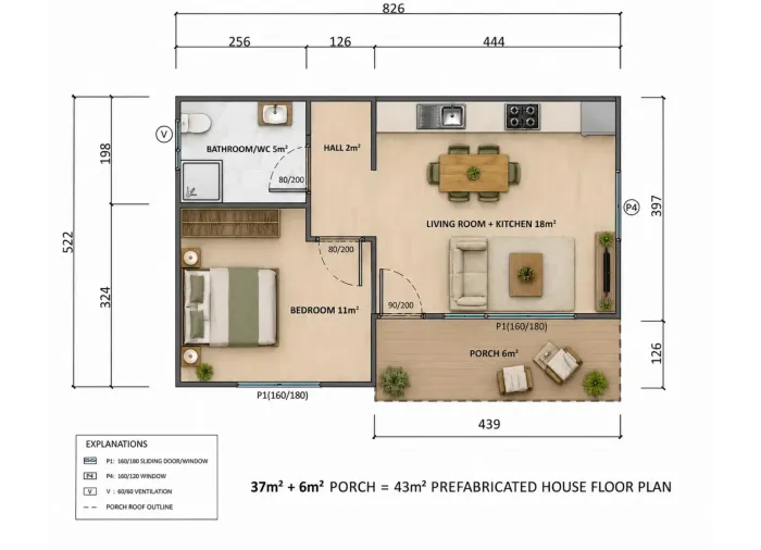 Modulares 2-Zimmer-Haus 43 m² in Banja Forest Residence - Vrnjačka Banja