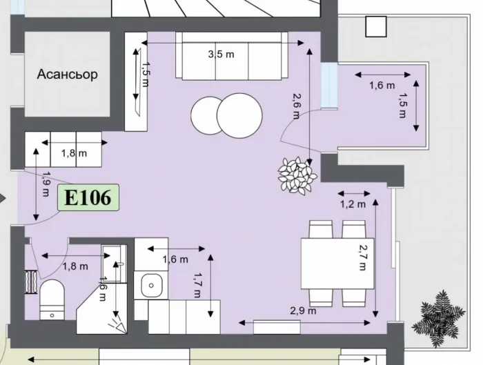 Zweizimmerwohnung 41,92 m² im Komplex Silver Mountain, Razlog